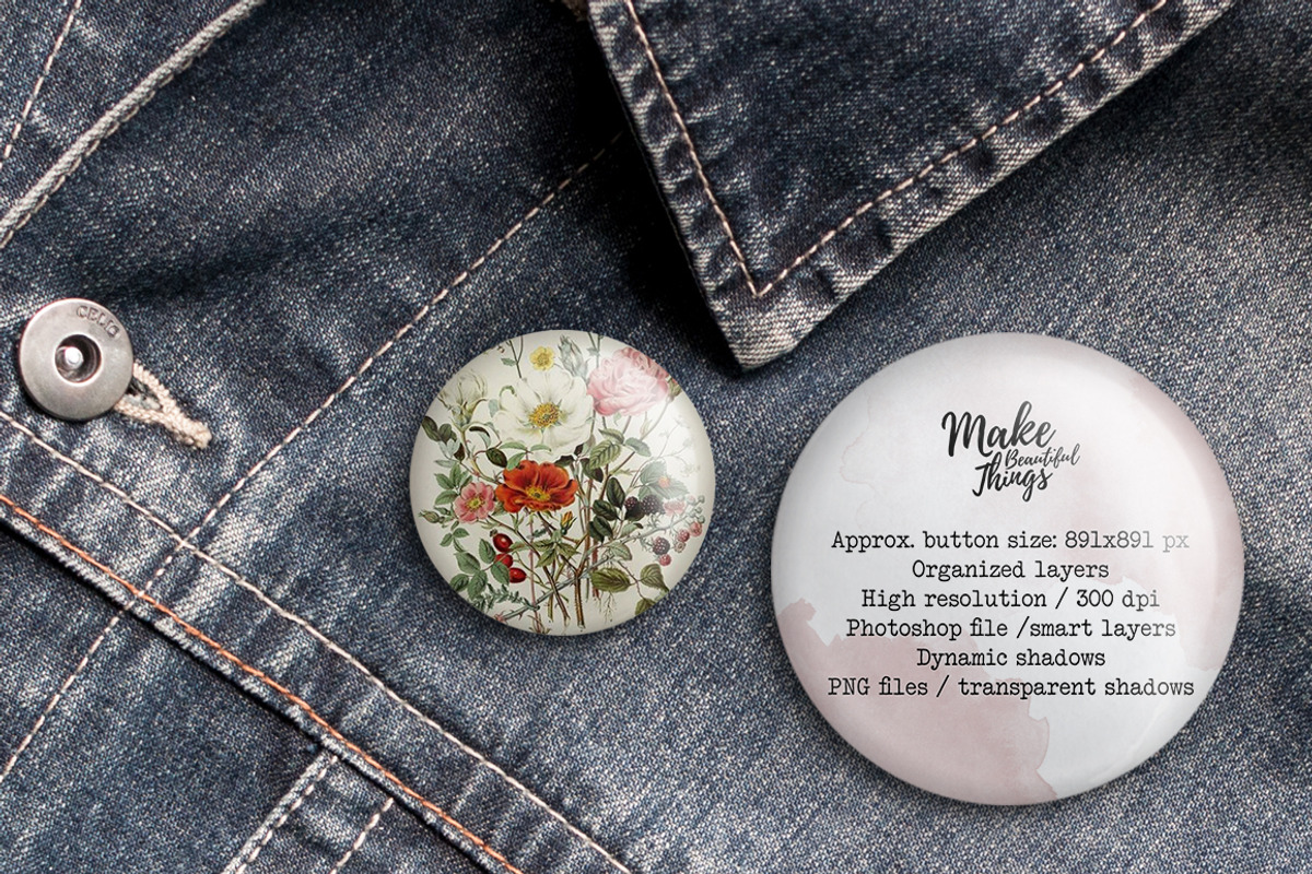 Isolated pin button mockup #1818, a Product Mockup by Make Beautiful Things (Photo 4 of 8)