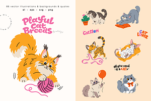 Playful Cat Breeds | Vector Pack