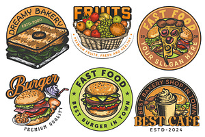 Food logo set vector illustration, a Branding & Logo Template by Billah Hub
