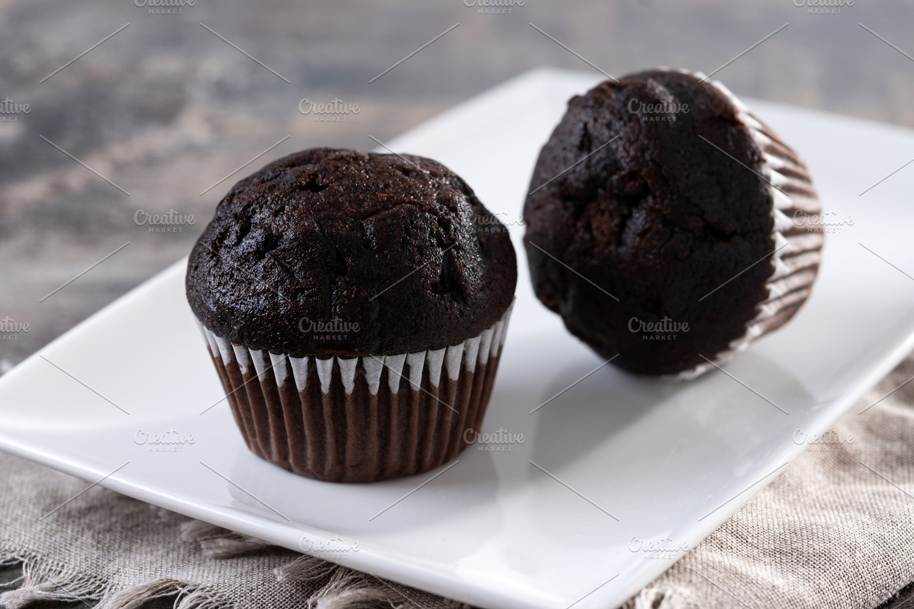Homemade chocolate muffins pn gray stone, a Food & Drink Photo by etorres69