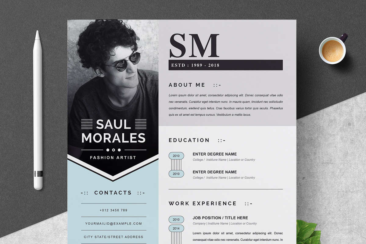 Modern Resume Template, a Resume Template by ResumeInventor (Photo 1 of 6)