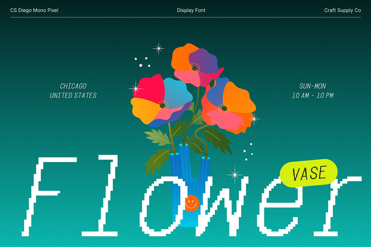 CS Diego Mono Pixel, a Sans Serif Font by Craft Supply Co. (Photo 6 of 8)