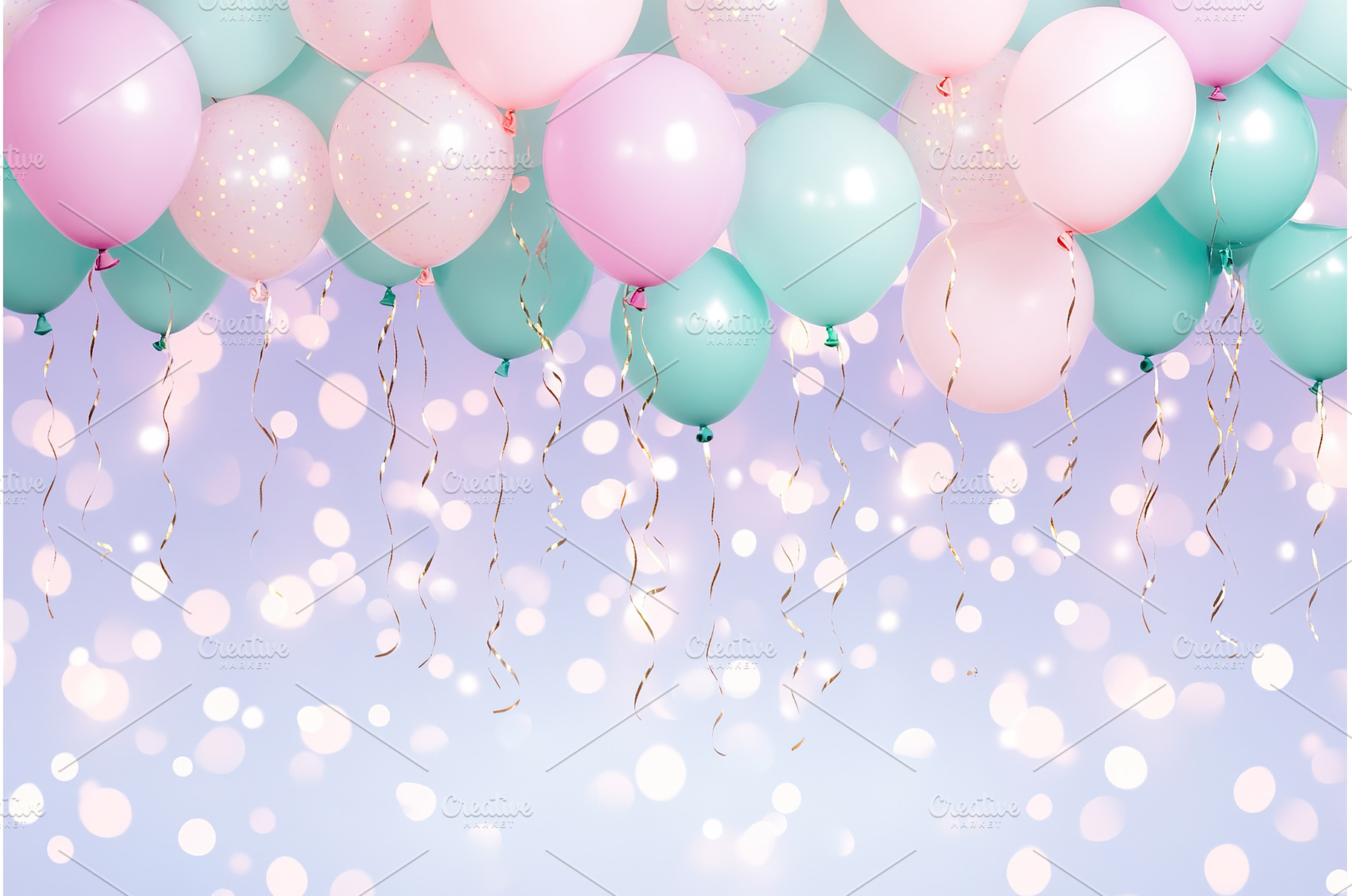 Pastel pink and mint balloons with, a Background Photo by Lermont51