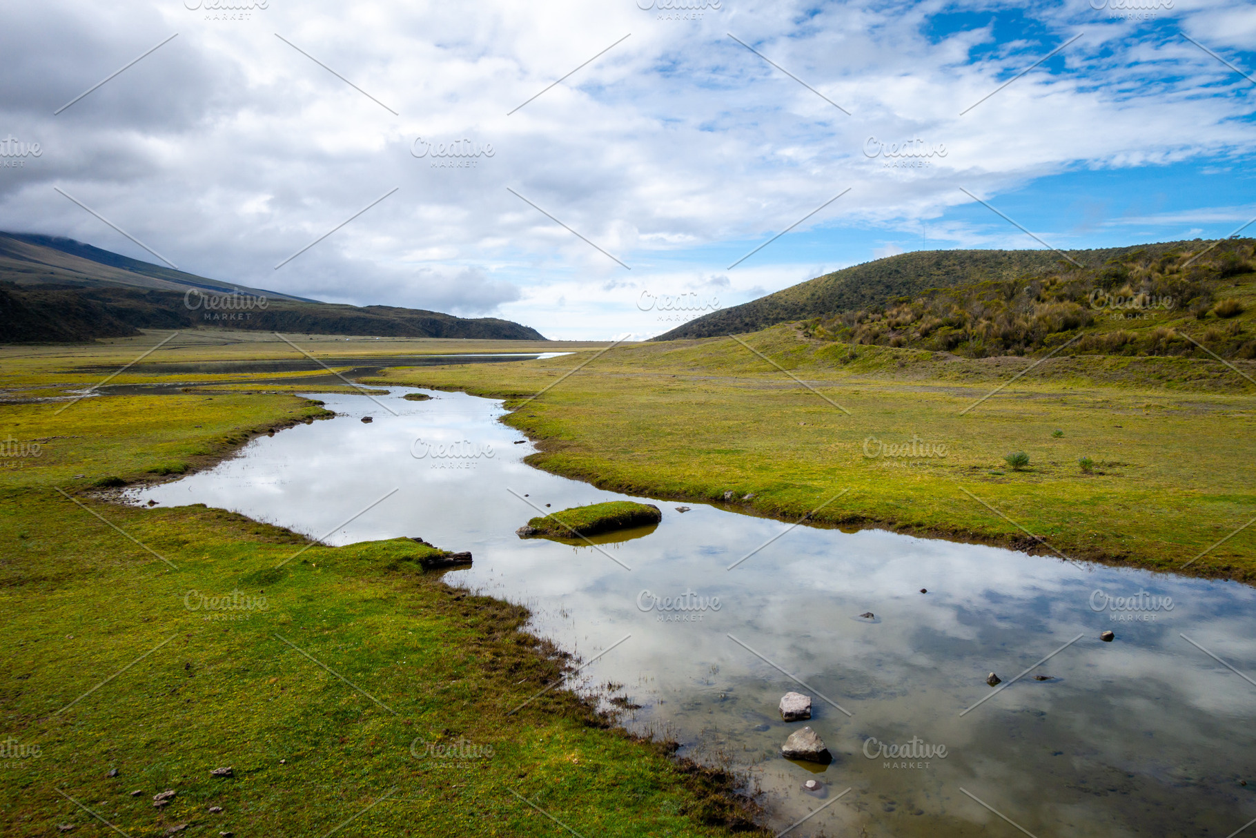 Scenic view of mountains and lake near Cotopaxi Volcano in Ecuad, a Nature Photo by GoodGoods