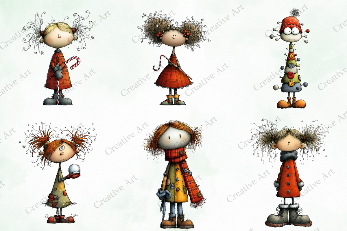 Whimsical & Quirky Doll Clipart, an Illustration by Creative Art (Photo 5 of 10)