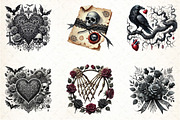Love Gothic Valentine's Day Clipart, an Illustration by DreamCafeArt (Thumbnail 2 of 4)