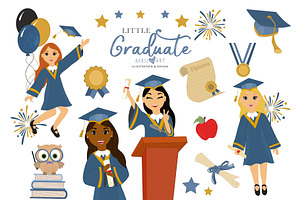 Little Graduate Kids Clipart