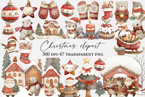 Watercolor Christmas clipart, an Illustration by Designworld