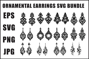 Vintage Ornamental Earrings Bundle, an Object Graphic by Gfx_Store
