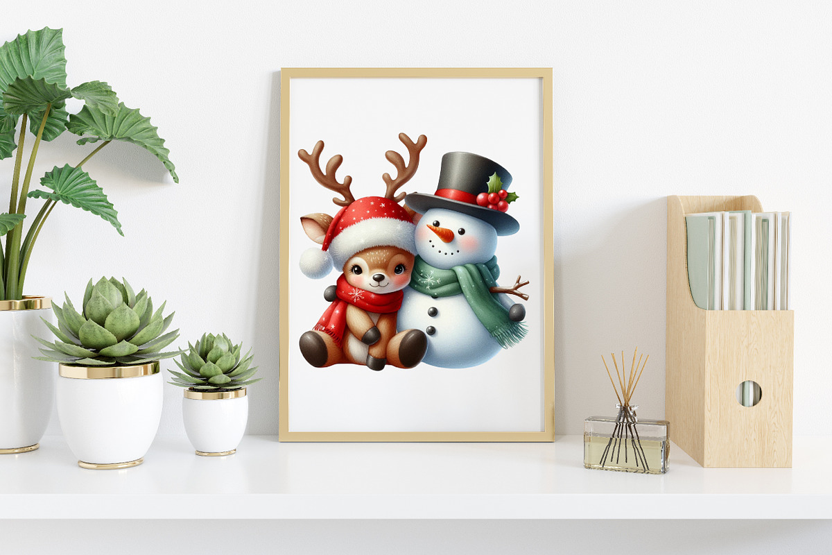 Watercolor Merry Christmas Reindeer, an Illustration by Canvas Craft (Photo 6 of 7)