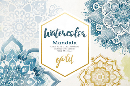 Watercolor & Gold Floral Mandala
