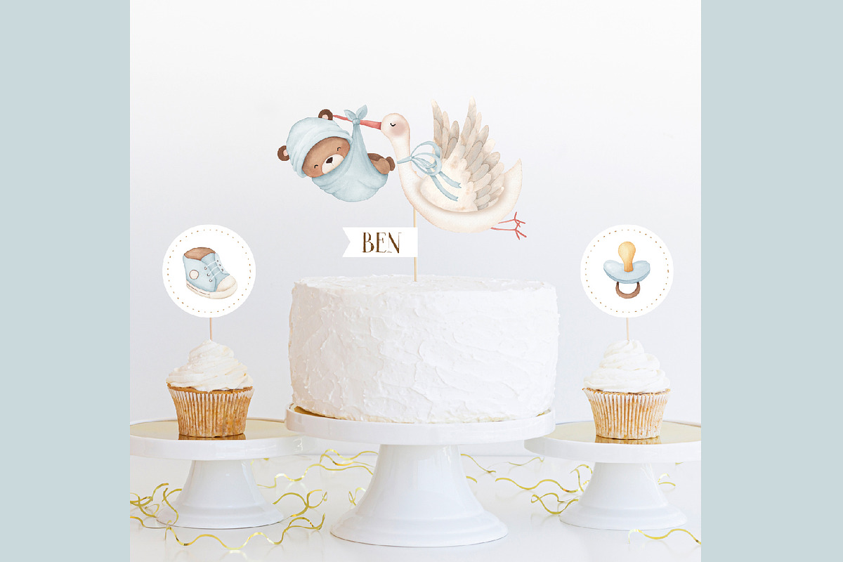 Baby Boy or Girl watercolor clipart, a Decorative Illustration by Estudio 812 (Photo 5 of 7)