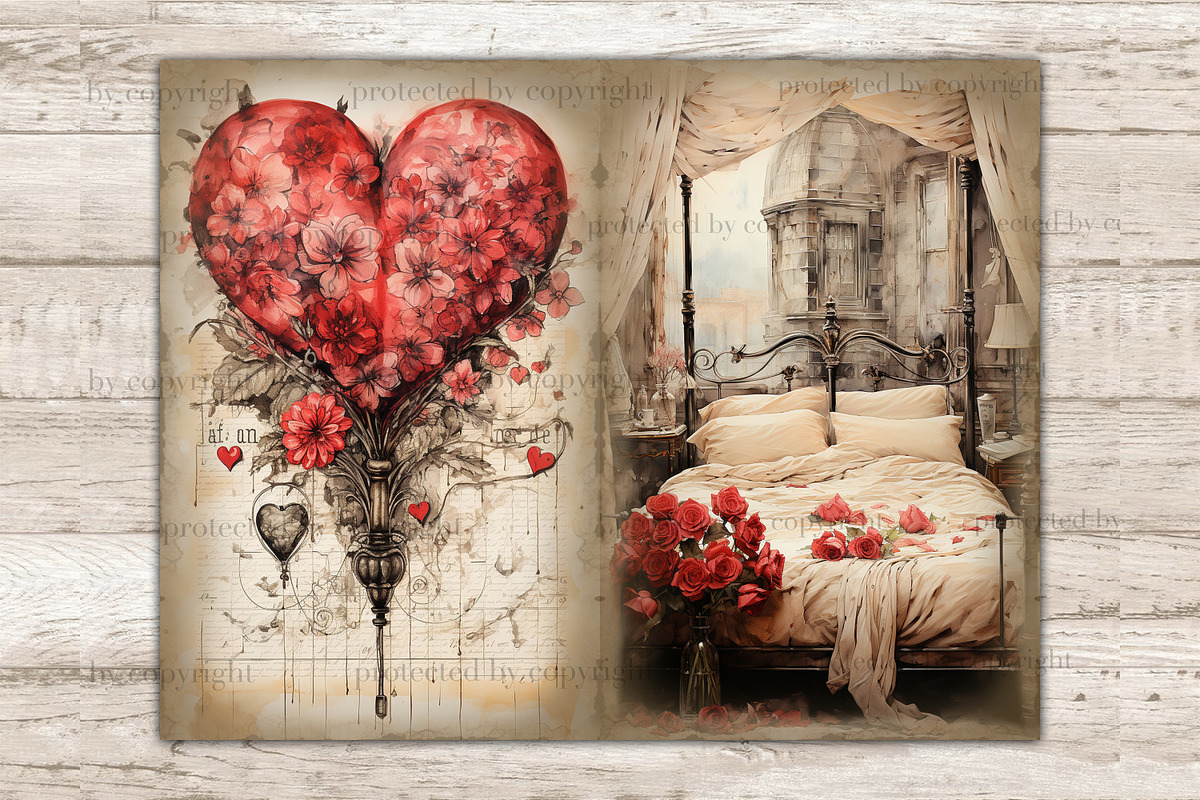 Victorian Valentine Day Junk Journal, a Decorative Illustration by GlamArtZhanna (Photo 7 of 9)