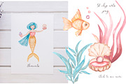 Watercolor Mermaid Collection, an Animal Illustration by MayaNavits (Thumbnail 3 of 15)