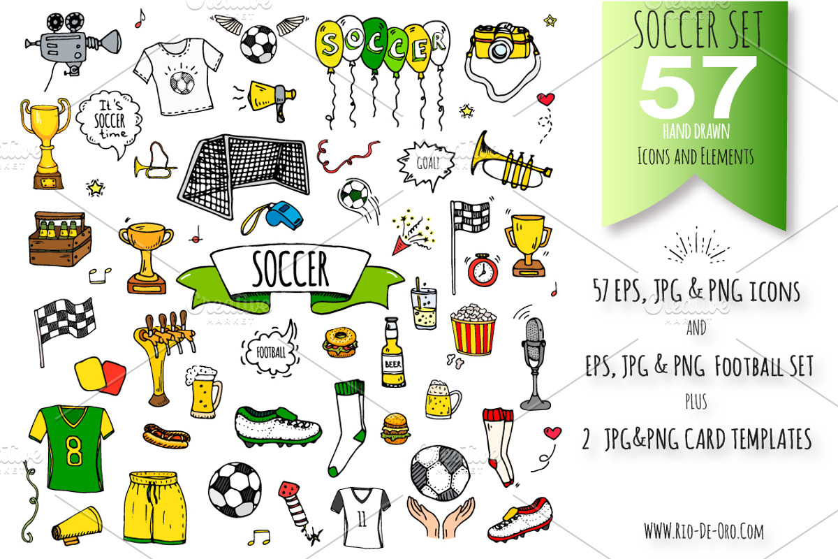 57 SOCCER color hand drawn symbols!, a Graphic by Natasha-Pankina.com (Photo 1 of 7)