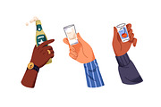 Hands holding alcohol drinks set, a Food Illustration by PaperTrident (Thumbnail 3 of 11)