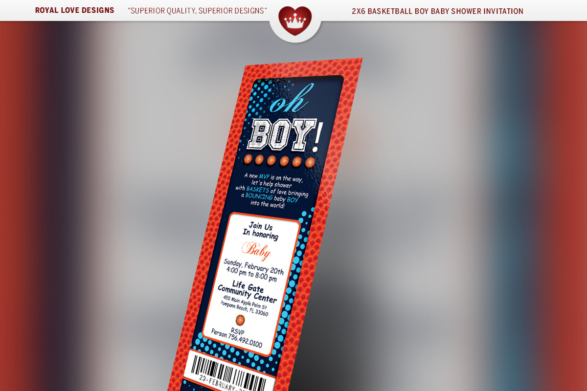 Basketball Boy Baby Shower Bundle, a Card Template by Royallove (Photo 3 of 4)