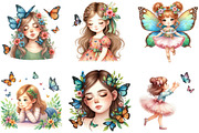 Cute Girl and Butterflies Clipart, an Illustration by DreamArtGraphic (Thumbnail 5 of 6)