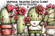 Whimsical Cactus Valentine's Clipart, an Illustration by Dream Creation (Thumbnail 1 of 6)