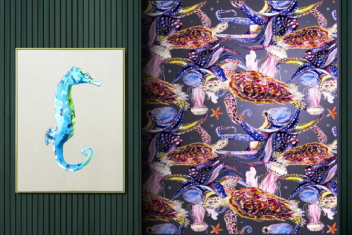 Ocean animals and fish clipart, a Pattern Graphic by ArtSpotVeronika (Photo 11 of 15)