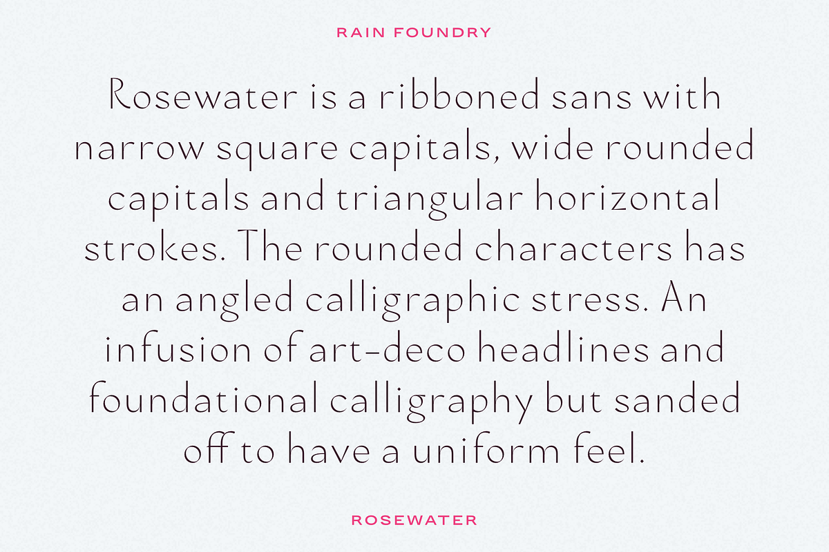 Rosewater (Variable), a Sans Serif Font by Rain Foundry (Photo 2 of 10)