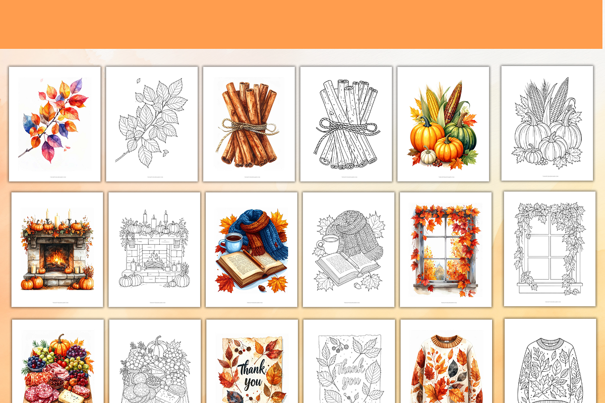 50 Thanksgiving Coloring Pages, an Object Illustration by Daffodil Dream Studio (Photo 5 of 13)