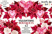 Red Valentines Day bouquets 12 PNG, a Decorative Illustration by KarinkaBU (Thumbnail 1 of 5)