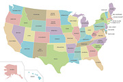 3x Colorful USA Maps, an Education Illustration by asantosg (Thumbnail 2 of 4)