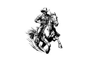Vector cowboy riding galloping horse, a Person Illustration by yod67