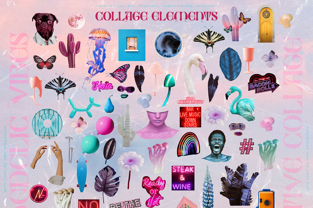 Psychedelic Vibes Collage, an Object Graphic by nadispasibenko