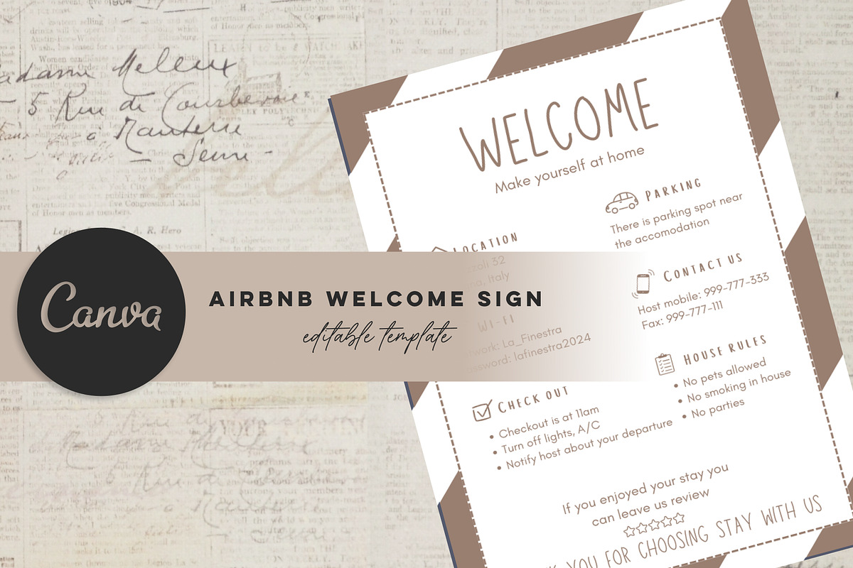 Welcome sign for Airbnb hosts, a Poster Template by Design House (Photo 1 of 15)