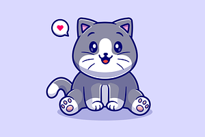 Cute Fat Cat Sitting Cartoon, an Animal Illustration by Catalyst Labs