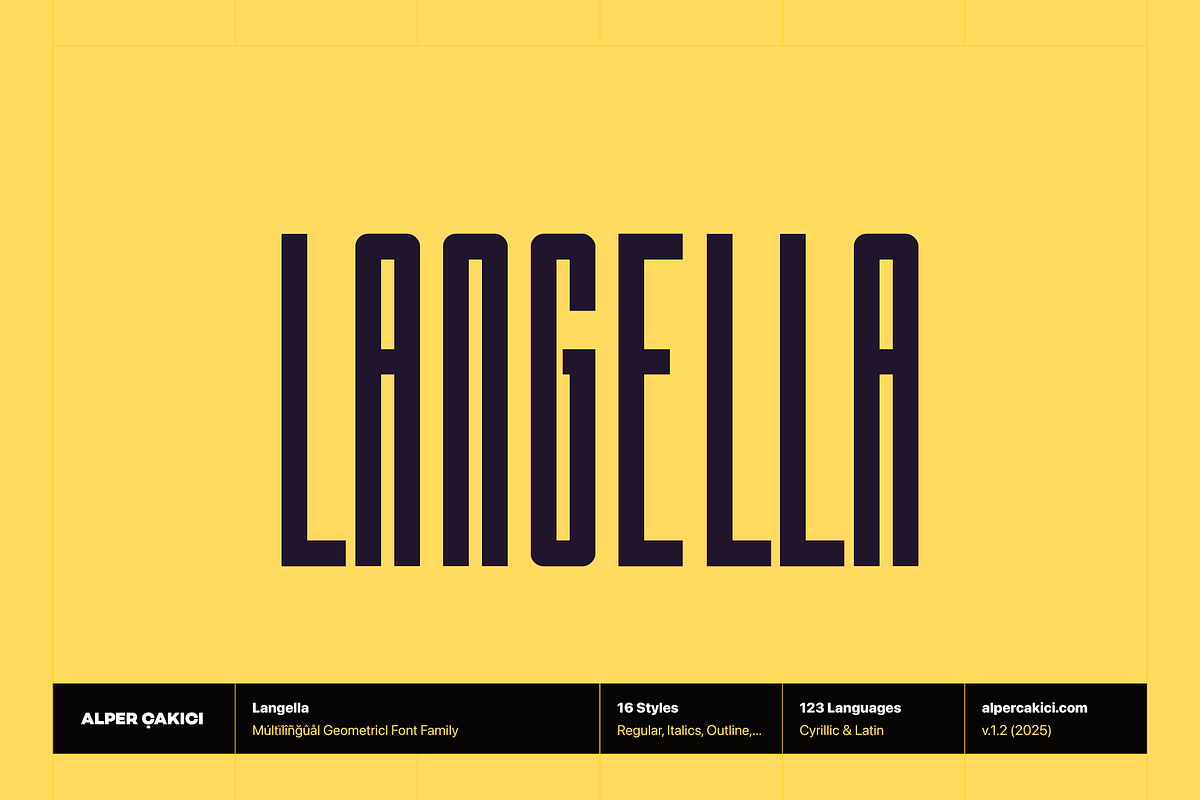Langella Tall Font Family (16 Fonts), a Sans Serif Font by alpercakici (Photo 1 of 16)