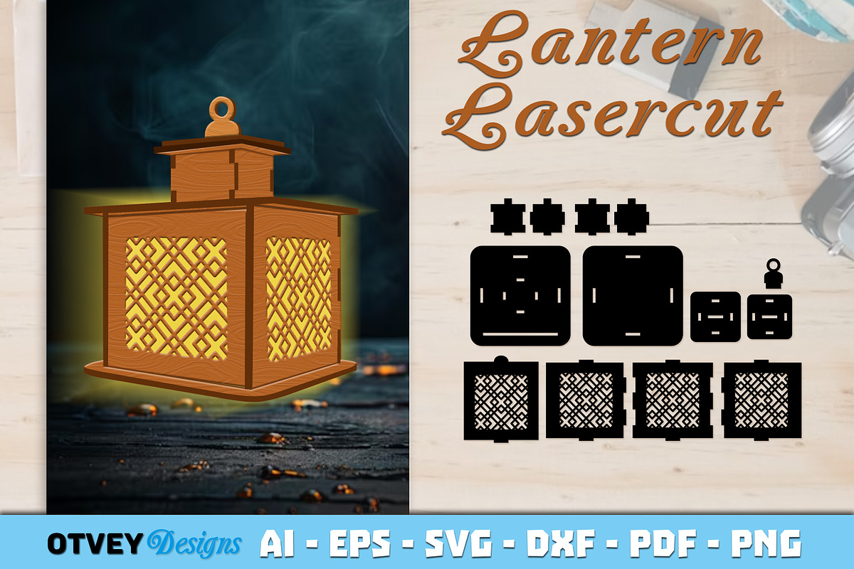 Rattan Lantern SVG3D Lamps Laser Cut, an Object Graphic by OTVEY DESIGN (Photo 8 of 13)