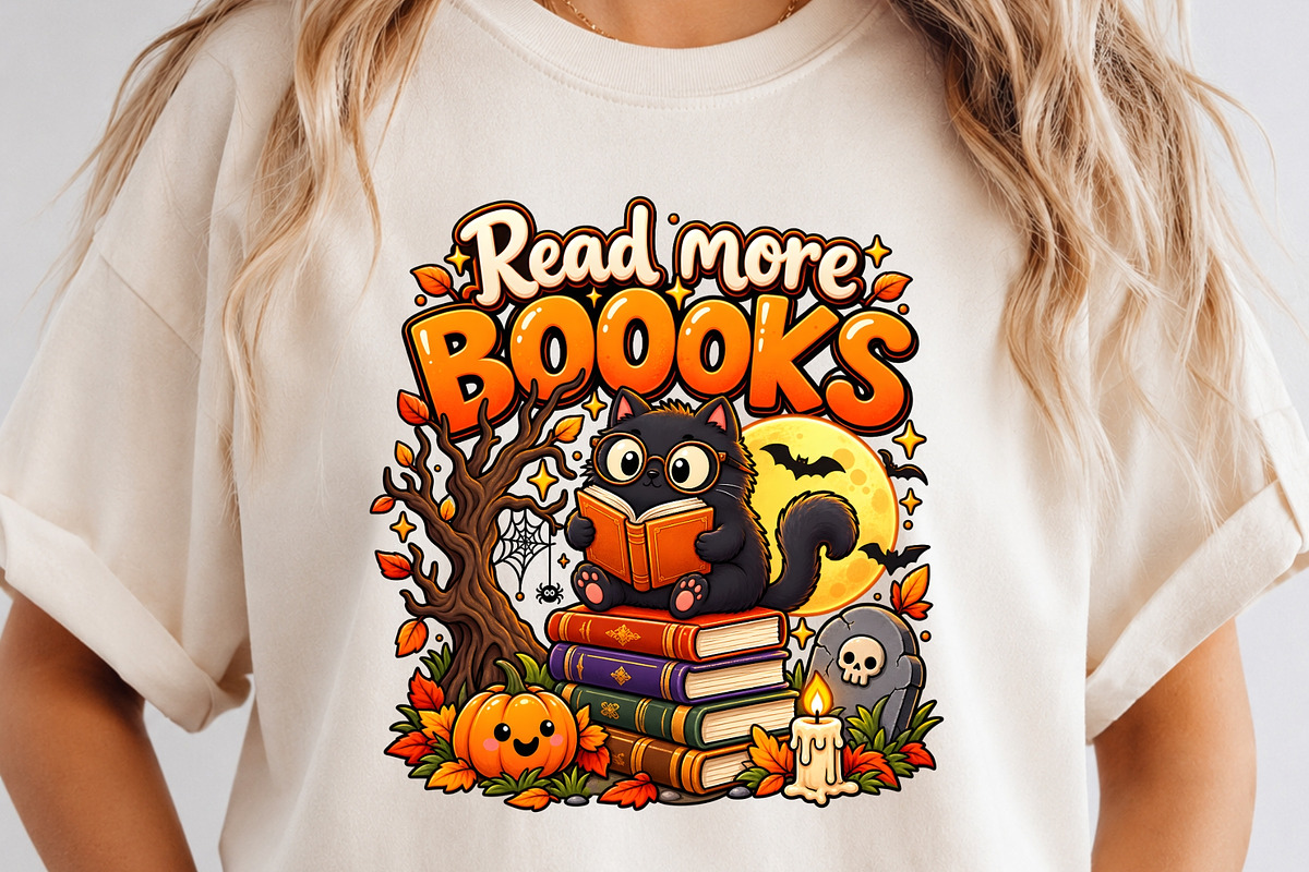 Halloween Reading Cat Book Lover PNG, an Object Graphic by Zahyl Studio (Photo 2 of 7)