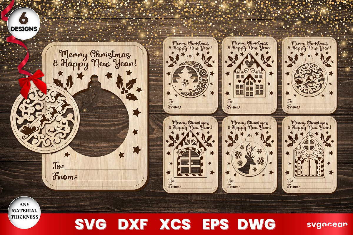 Christmas Greeting Cards Ornament, an Illustration by svgocean (Photo 1 of 7)