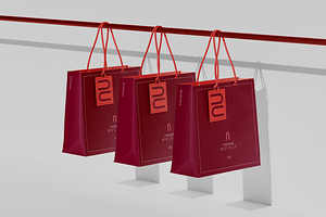 Shopping Bags On A Hanger Mockup