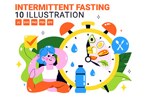 10 Intermittent Fasting Illustration, a Food Illustration by denayunebgt