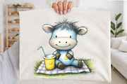 Watercolor Summer Cow Clipart, an Illustration by designcity5 (Thumbnail 5 of 5)