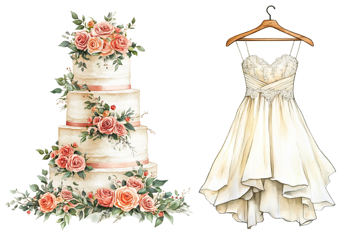 Watercolor Wedding Clipart Bundle, a Seasonal Illustration by CitraGraphics