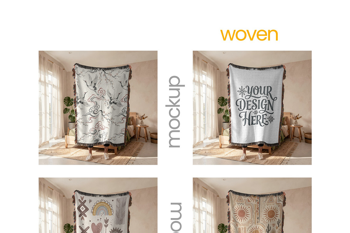 Jacquard Woven Blanket Mockup, an Apparel Mockup by Mockups Studio (Photo 9 of 9)
