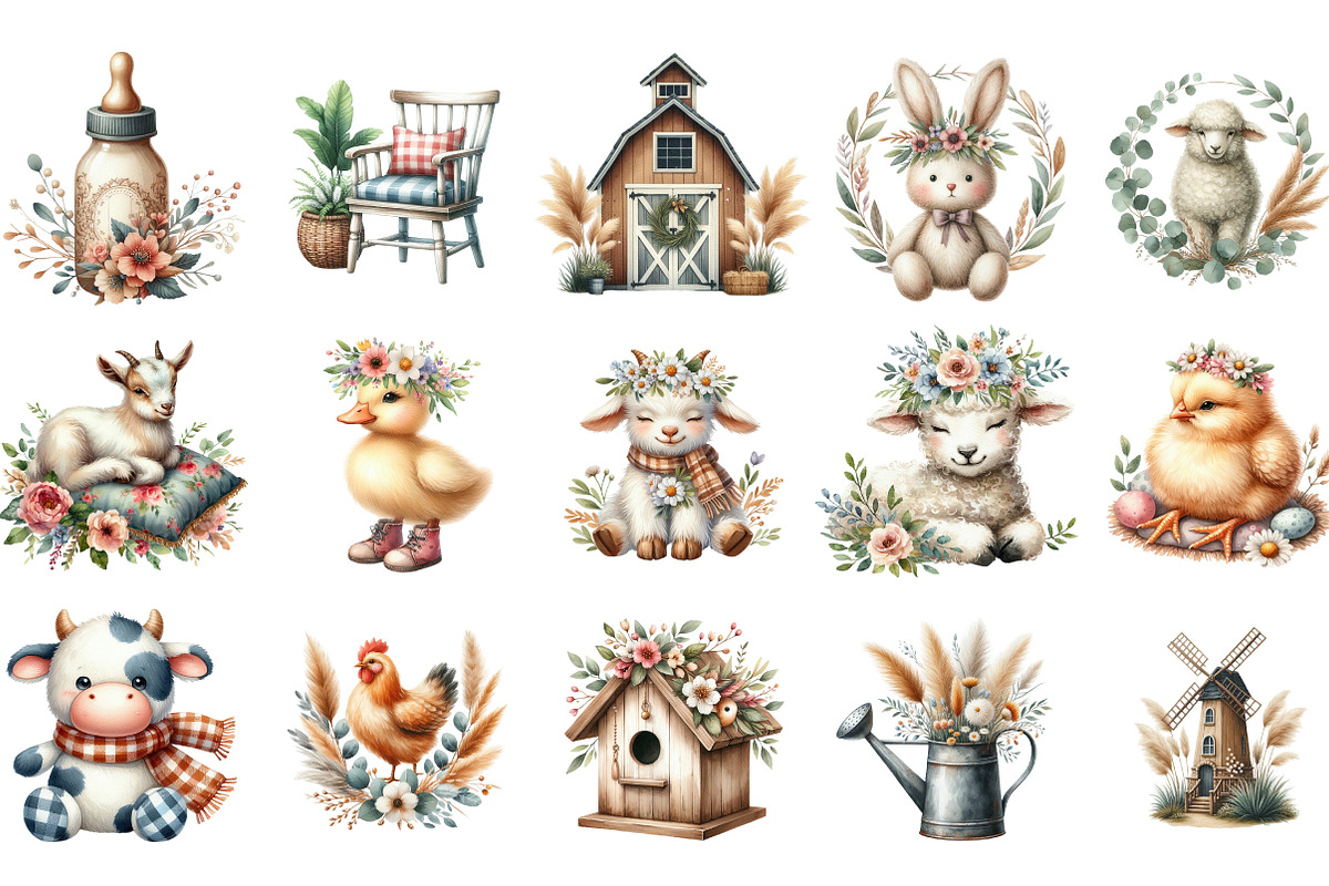 Boho Farm Cottagecore Nursery PNG, an Illustration by Designking (Photo 2 of 5)