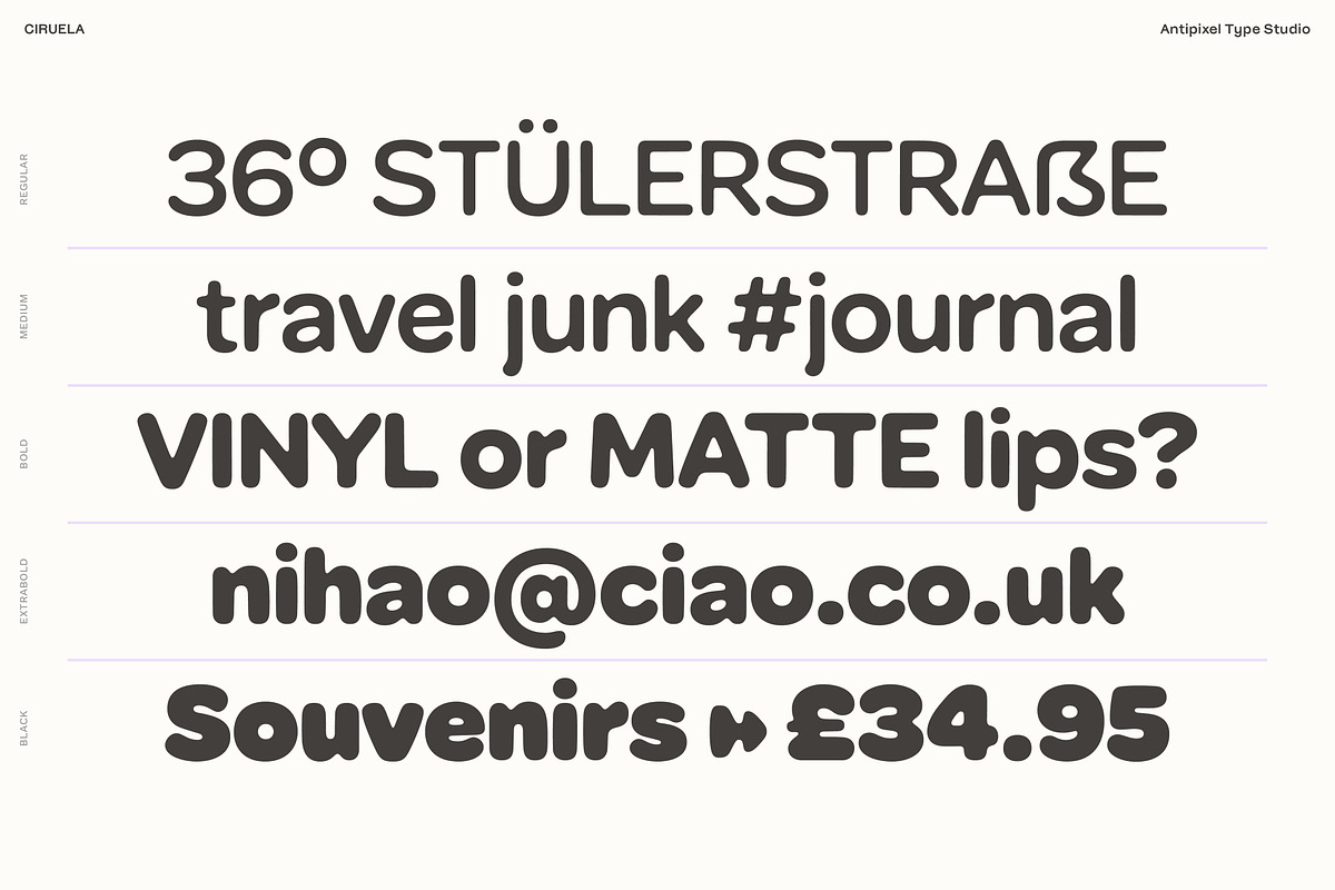 Ciruela | Chunky Round Display Sans, a Sans Serif Font by Antipixel Type Studio (Photo 12 of 19)