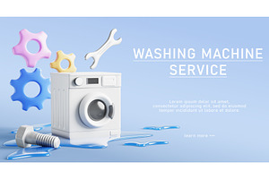Washing machine repair service ad, a Technology Illustration by Marozhkastudio