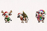 Whimsical Funny Christmas Cow, a Seasonal Illustration by CreationArt (Thumbnail 3 of 6)