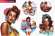 Rockabilly Summer Girls Clipart Set, a Person Illustration by ThatsDesignArt (Thumbnail 5 of 10)