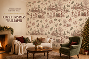 Vintage Christmas Tree Ride Seamless, a Pattern Graphic by Olya Creative (Thumbnail 5 of 7)