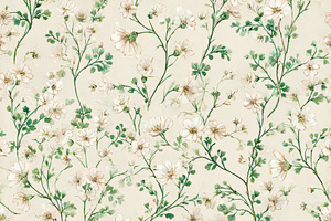Wildflower Seamless Pattern on Cream, a Decorative Illustration by Virgo Studio