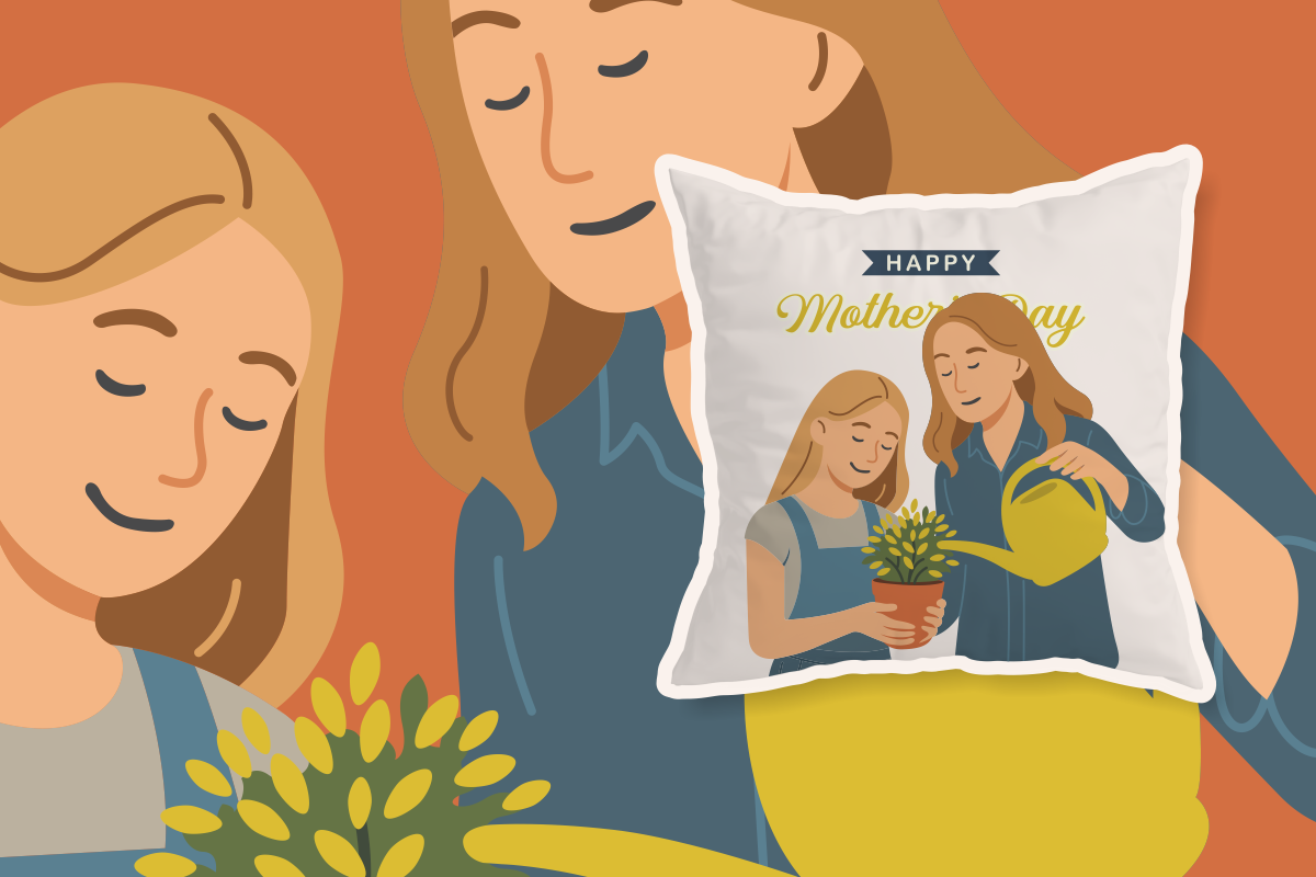 Happy Mother's Day Watering Flower, a Person Illustration by Mangustudio (Photo 3 of 3)