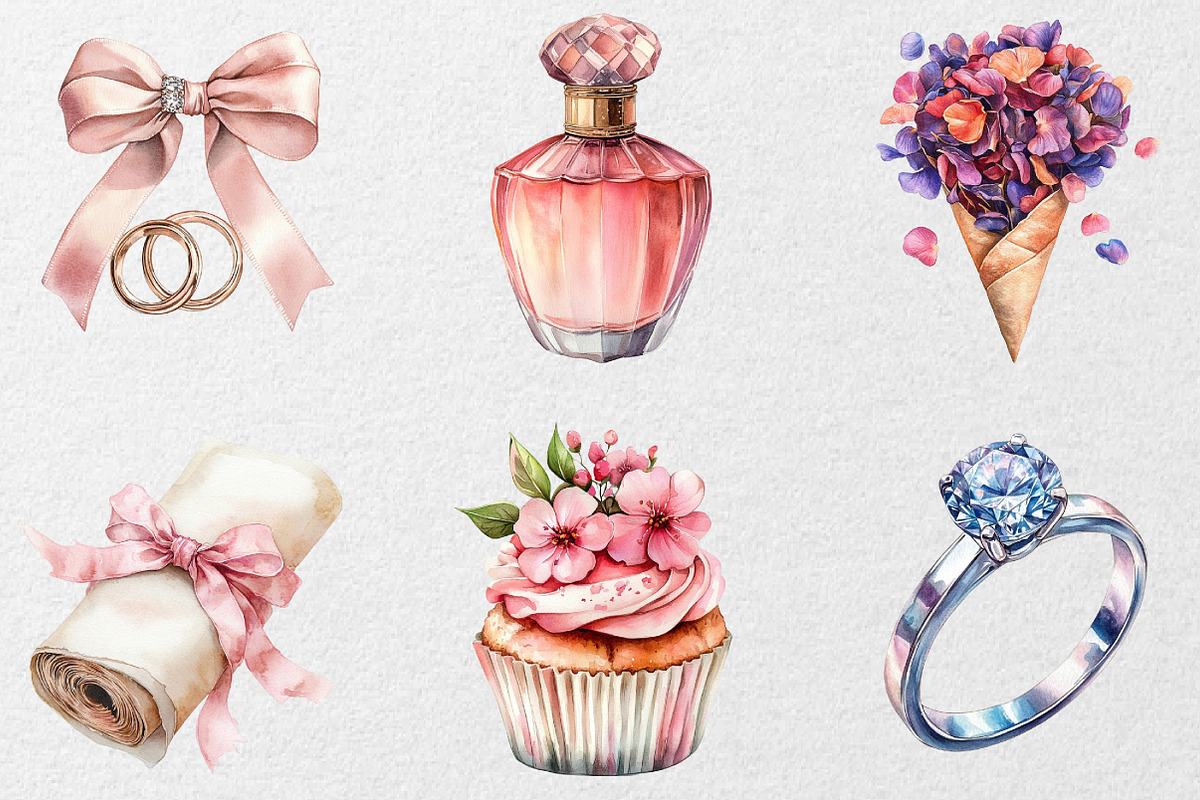 Cute Wedding Clipart, an Illustration by DreamCafeArt (Photo 6 of 7)